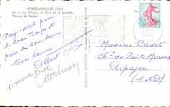 CPSM Porquerolles Le village Le Port Et E Gauche l'Ecole De Radar