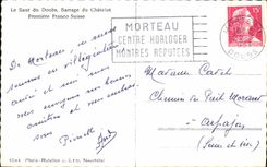 CPA Le Doubs et Barrage du Chatelot le Saut du Doubs Barrage du Chatelot Frontiere Franco Suisse