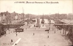 VINTAGE POSTCARD Le Havre Basin Commercial of place gambetta Boats
