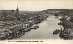 VINTAGE POSTCARD Rouen View Taken of the Transporter bridge Boats