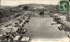 VINTAGE POSTCARD Rouen Panorama Taken of the Transporter Boats