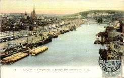 CPA Rouen View Taken Of the Bridge Transporter bridge Boats
