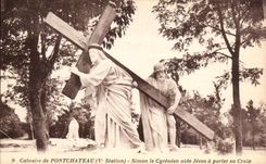 CPA Calvaire De Pontchateau Simon Le Cyreneen Aide Jesus A Porter Sa Croix