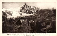 CPA Chamonix Mont Blanc L'Hotel le chemin de Fer du Montenvers et L'Aiguille du Dru