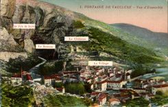 Fuente de CPA del pan de azucar del cuadro total de Vaucluse el chateay la aldea la fuente