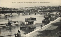 CPA Lyon el puente del intercambio y de la cuesta de los barcos cruzados Russet-red