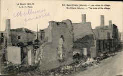 CPA Saint Hilaire Les ruines du Village Militaria