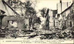 CPA European War the Crime Of Rheims Incendice House And bombardee by German Militaria