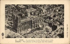 CPA Rheims the cathedral and the Royal Place Sights in the Plane