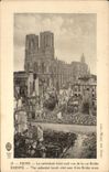 CPA Rheims the Cathedral Seen of the Street Brulee Militaria