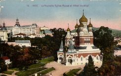 CPA Niza la nueva iglesia rusa y el hotel imperial