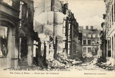 CPA the Crime Of Rheims a Street Close to the Militaria Cathedral