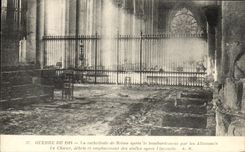 CPA War Of 1914 the Cathedral Of Rheims After the Bombardment By the Militaria Germans