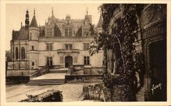 CPA Chenonceaux el ala Thomas Bohier del castillo y detalle de la torre de las marcas