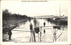CPA Souvenir des Inondations de Janvier La Ligne d'Orleans et la Seine Vues du Pont d'Austerlitz Paris