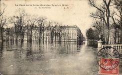 CPA La Crue de la Seine La Rue Faber Paris Inondations 