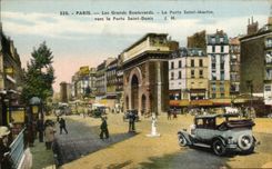 CPA Paris Grand boulevards the Ports Saint Martin towards the Gate Saint Denis