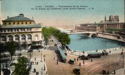 CPA Paris Panorama de la Seine de la Place du Chatelet Vers Notre Dame