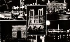 El La de CPA Paris dana el molino Arc De Triomphe de Rougee la opera de Notre Dame