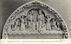 CPA Cathedral De Laon Tympanum Of the Central Gate Of the Frontage