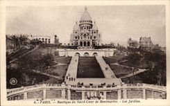 CPA Paris Basilica of the Sacring Heart of Montmartre Gardens
