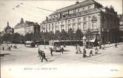 CPA Rouen the Theater of Arts Trams
