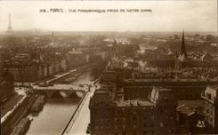 CPA Paris Panoramic View Prise De Notre Dame Eiffel Tower