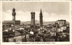 CPA Firenze Panorama Con le Torri del Palasso Vecchio Bargello e Badia