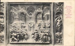 CPA Firenze Battistero Parta In Bronze all Est La Regina Saba Presso Salomone