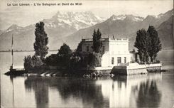 CPA Le Lac Leman L'ile Salagnon et Dent du Midi