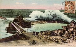 CPA Biarritz Le Rocher de la Vierce Pamn gros Temps