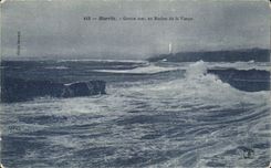 CPA Biarritz Grosse Mer au Rocher de la Vierge