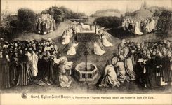 CPA Gand Eglise Saint Bavon L'Adoration de l'Agneau mystique par Hubert et Jean Van Eyck