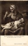 CPA Millet Ec Francasie Une Mere Donnant la Soupe a son Enfant Museede Longchamp Marseille