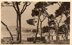 CPA La Douce Cote D'Azur Juan Les Pins La Plage Vue A Travers Les Pins