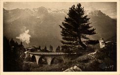 CPA Chamonix Mont Blanc Le Brevent et le Chemin de Fer du Montenvers Train 