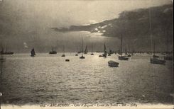 CPA Arcachon Cote d'Argent Lever du Soleil Bateaux