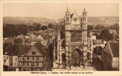 CPA Vernon L'Eglise une vieille maison et les collines