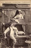 CPA Bretagne Lit Clos a Etage La Paresseuse Folklore Costume