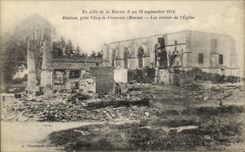 CPA Baille de la Marne Huiron pres Vitry le Francois Les ruines de l'Eglise Militaria 