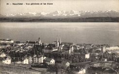 CPA Neuchatel Vue generale et les Alpes