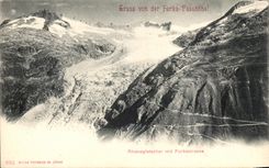 CPA Gruss von der Furka Passhohel Rhonegletscher mit Furkastrasse