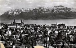 CPSM lausanne Vue generale et les Alpes