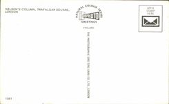 MODERN CARD Nelson Column Trafalgar London Public garden