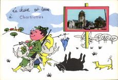 CPSM Chartrettes hunting wild boar Dog rabbits