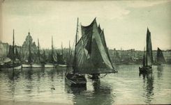 CPA La Rochelle Details on the Port in the Twilight Boats