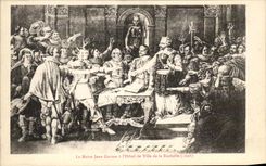 CPA the Mayor Jean Guiton with the Town hall of the La Rochelle