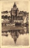 CPA La Rochelle the Large Clock and a Corner of the Port Boats