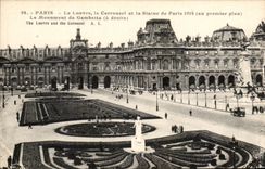 Lumbrera de CPA Paris y estatua del carrusel del La de Paris