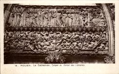 CPA Rouen La Cathedral Tympanum Of the Gate Of the Booksellers